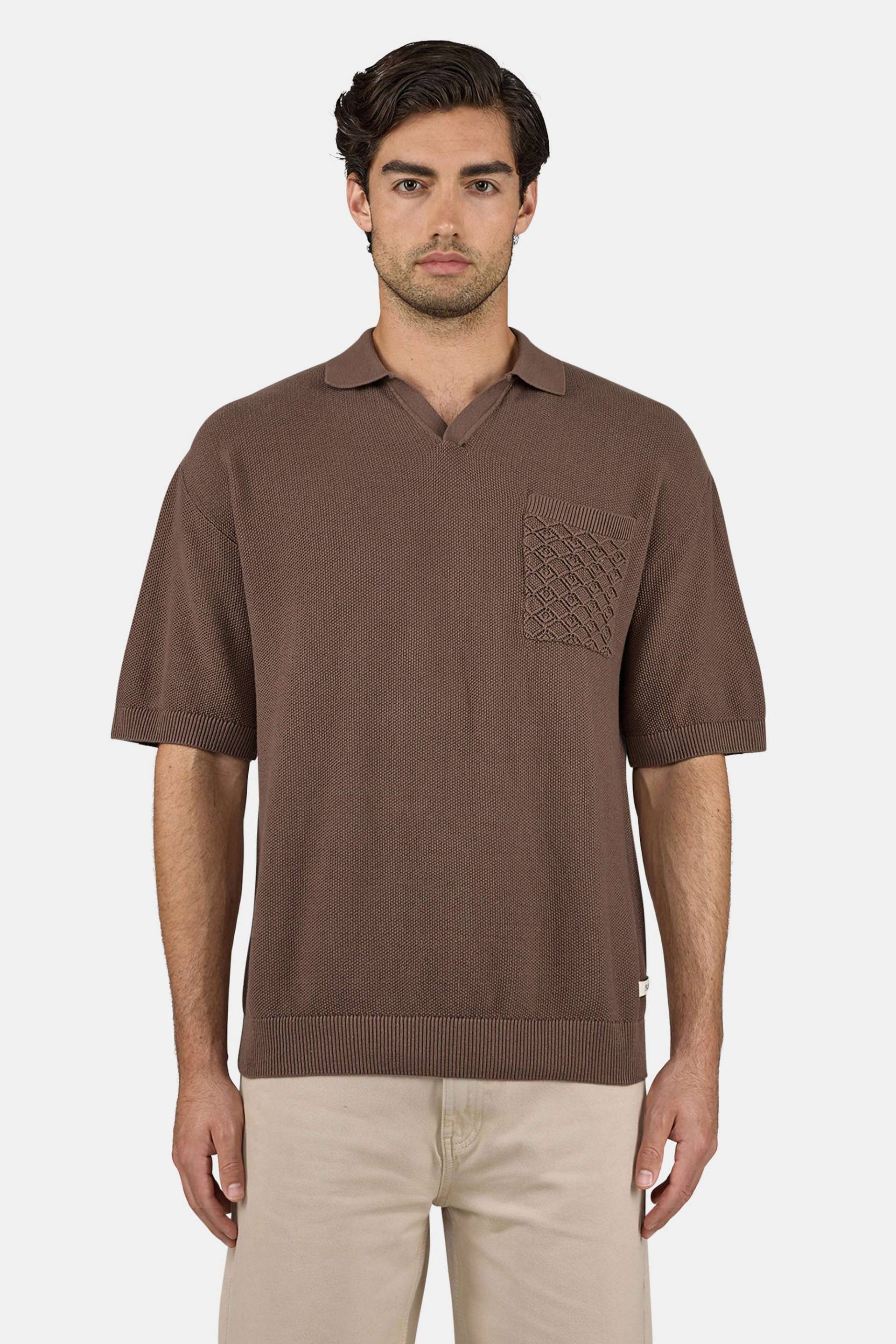 Campo Knit Polo Shirt Cozy Brown von PEGADOR®