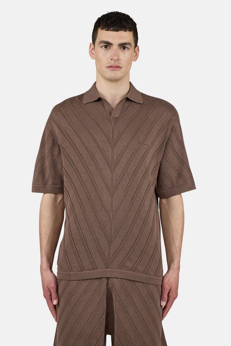 Canva Knit Polo Shirt Cozy Brown von PEGADOR®