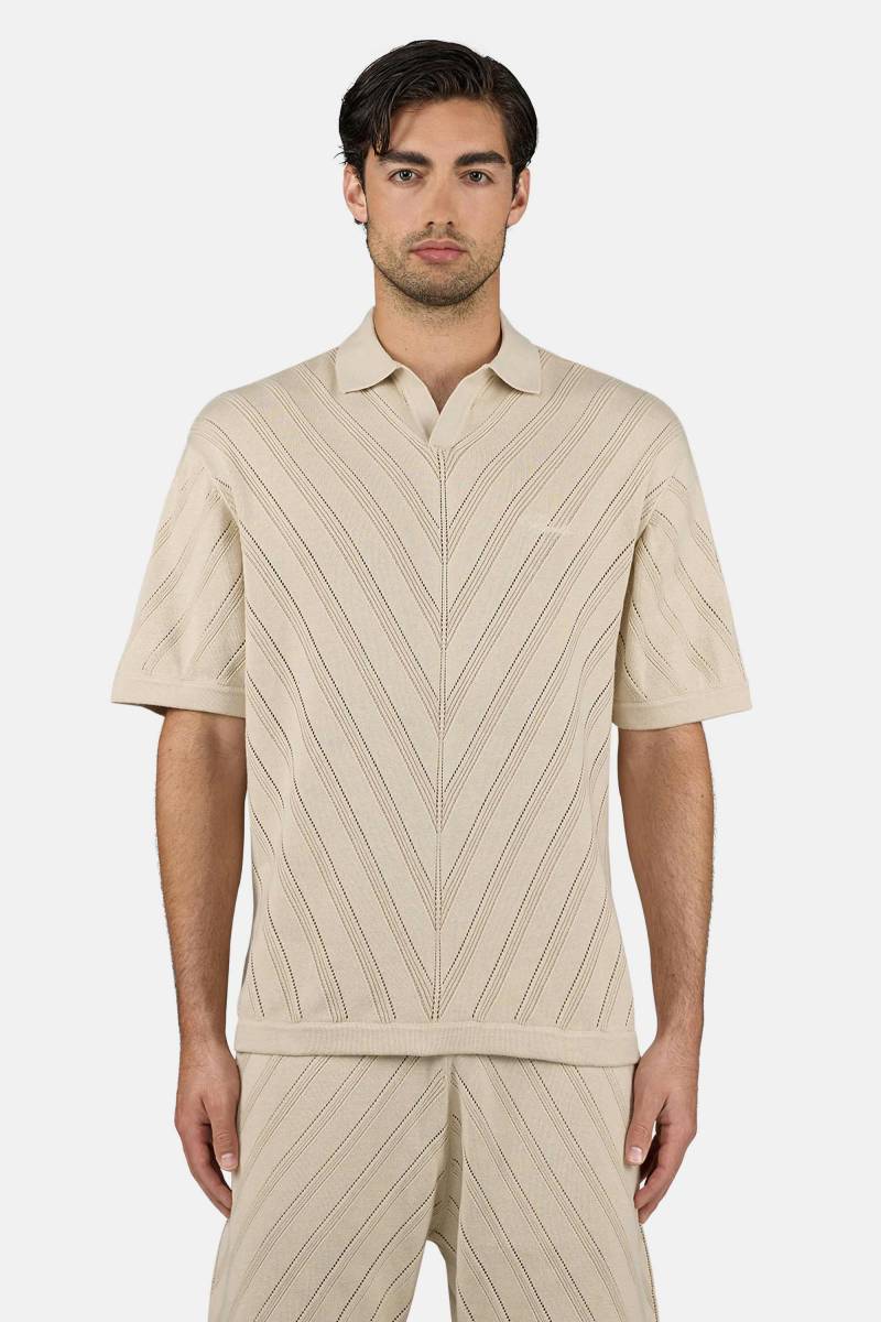Canva Knit Polo Shirt Light Beige von PEGADOR®