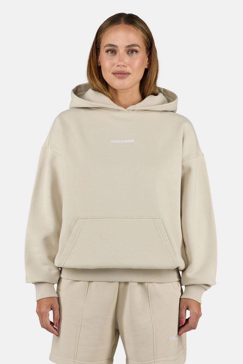 Clarita Logo Oversized Hoodie Washed Light Beige White von PEGADOR®