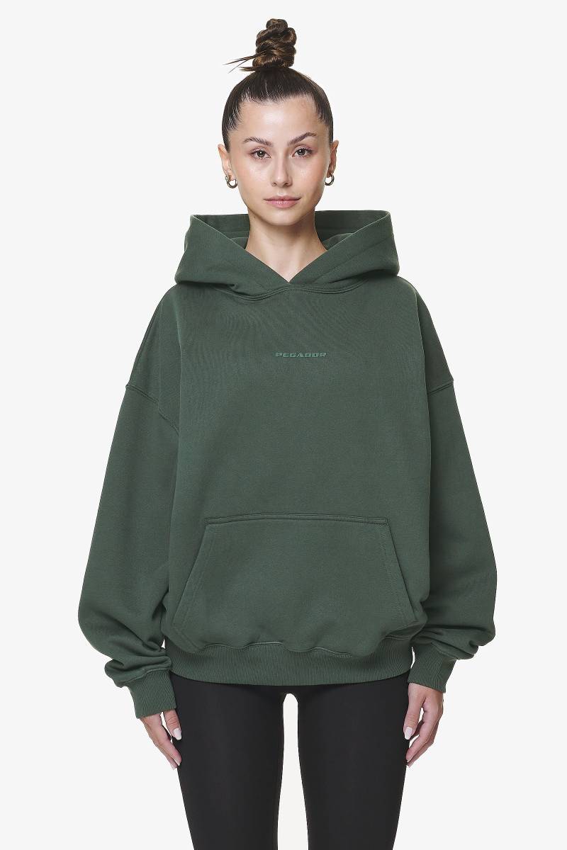 Clarita Logo Oversized Hoodie Washed Sage Green Gum von PEGADOR®