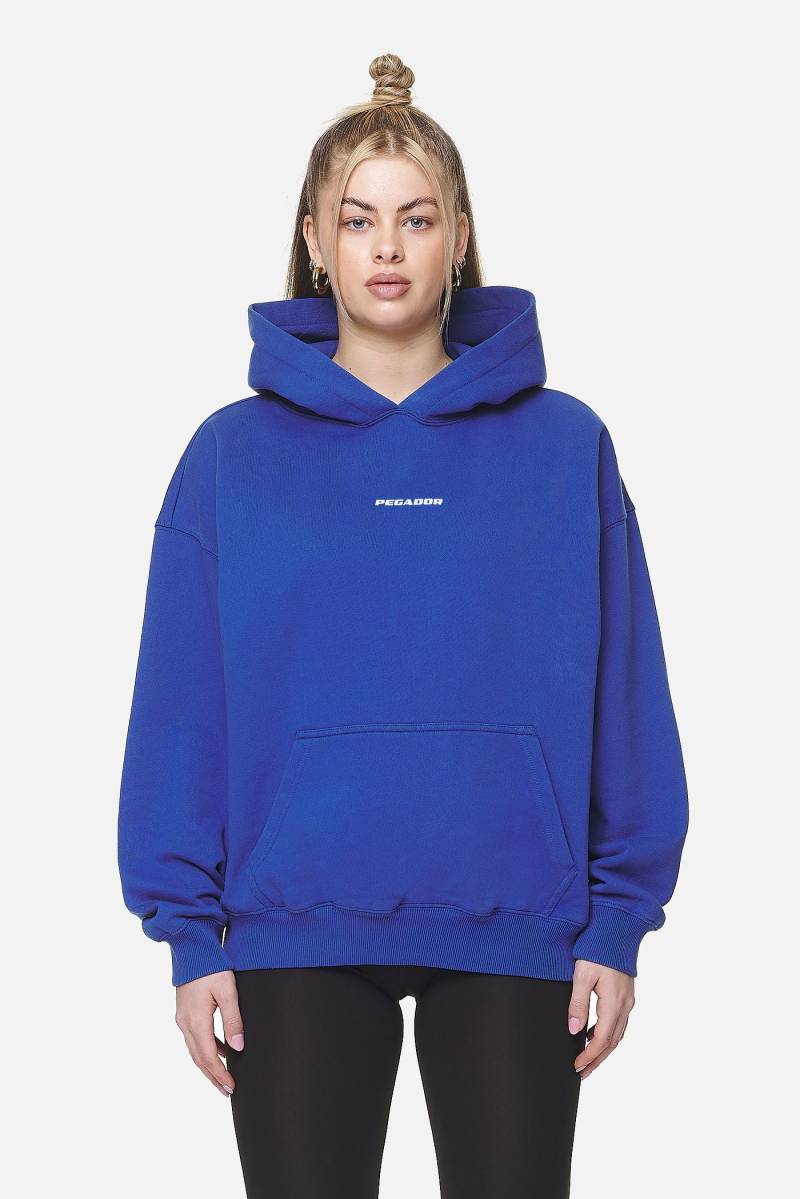 Clarita Logo Oversized Hoodie Washed True Blue White Gum von PEGADOR®