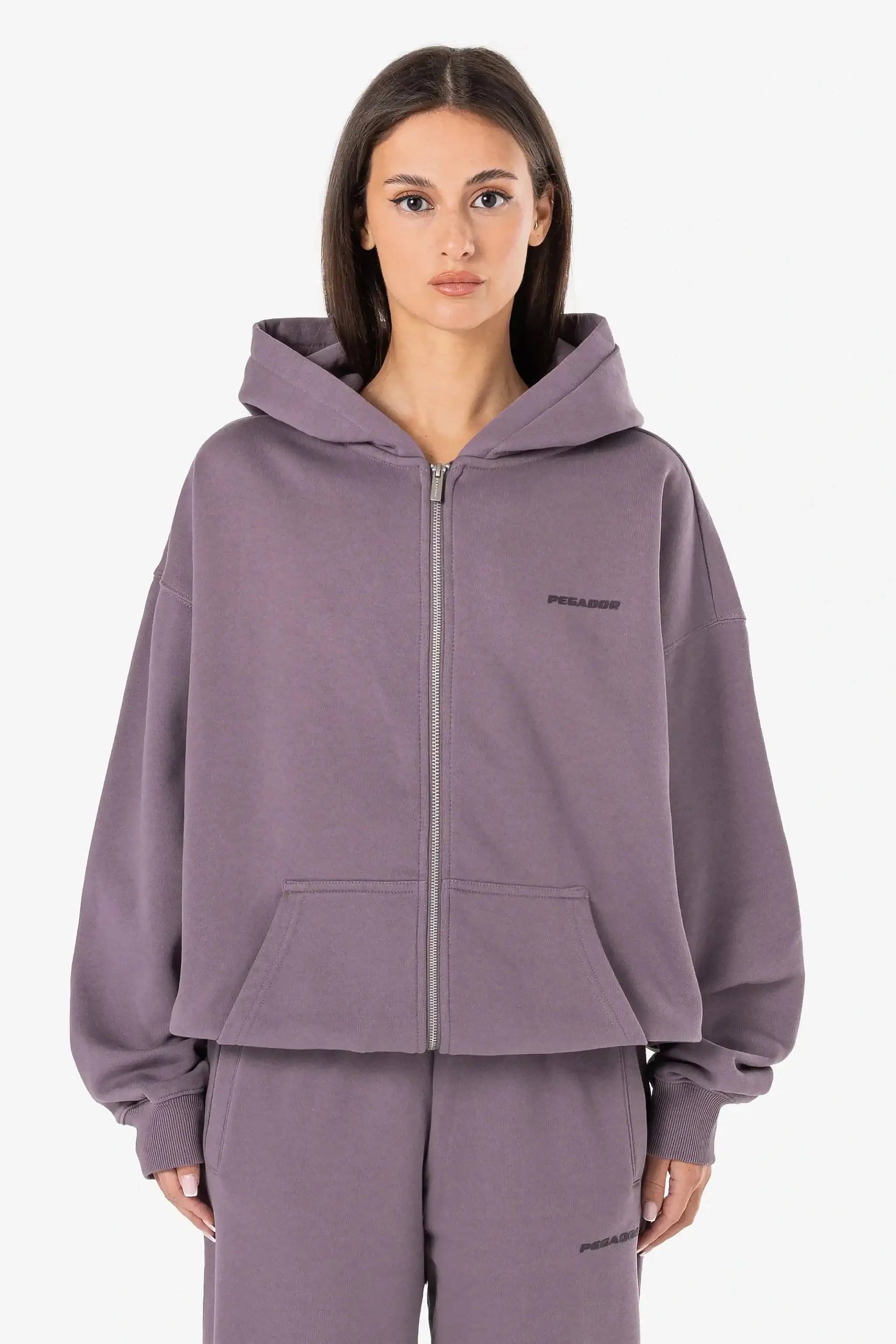 Clarita Oversized Sweat Jacket Washed Dusty Grape Gum von PEGADOR®