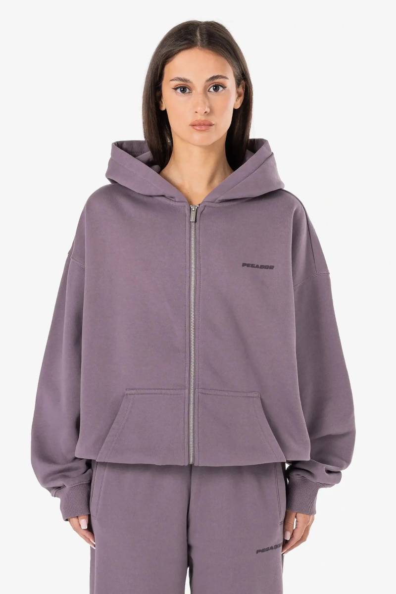 Clarita Oversized Sweat Jacket Washed Dusty Grape Gum von PEGADOR®