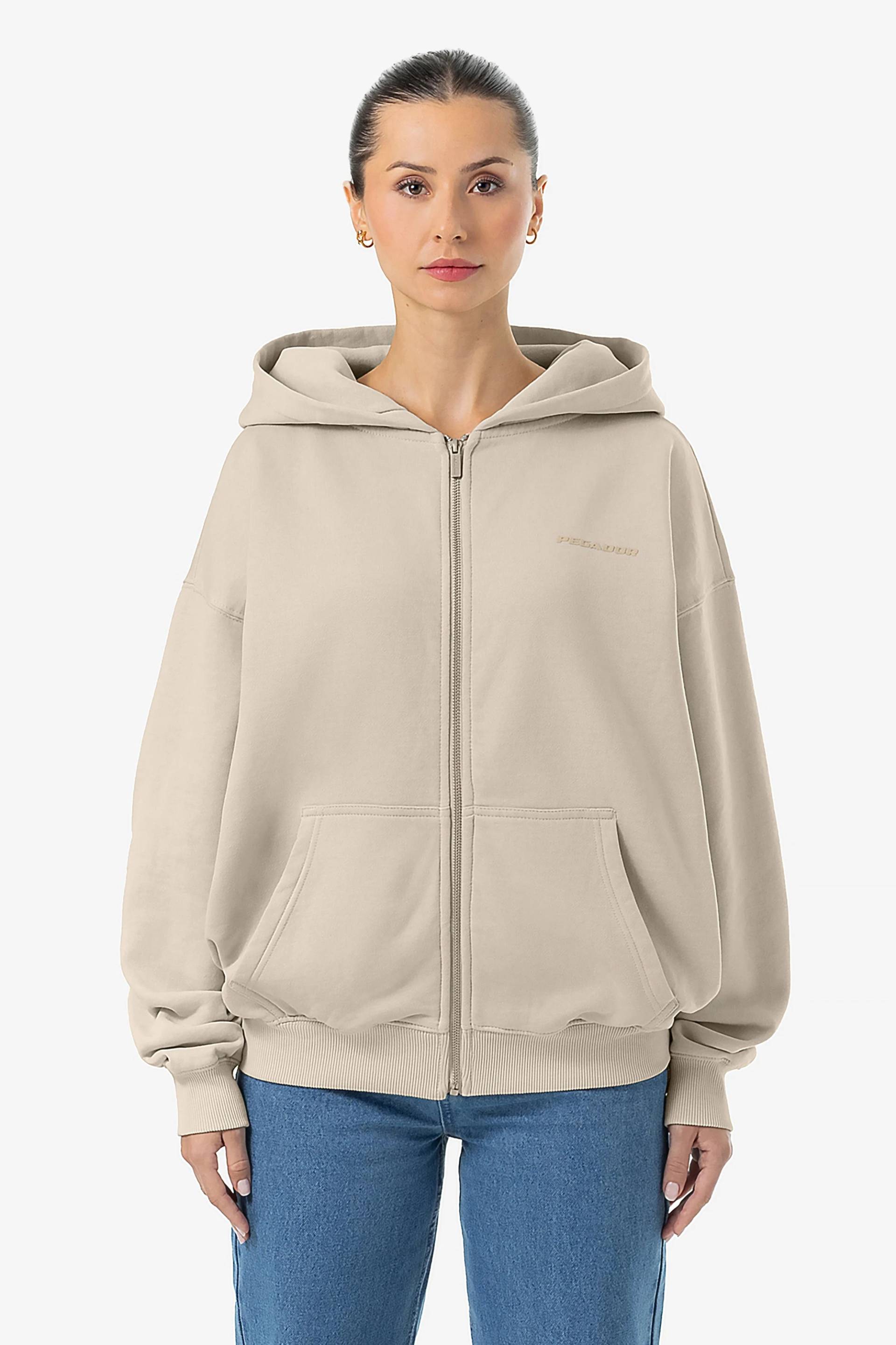 Clarita Oversized Sweat Jacket Washed Light Beige Gum von PEGADOR®