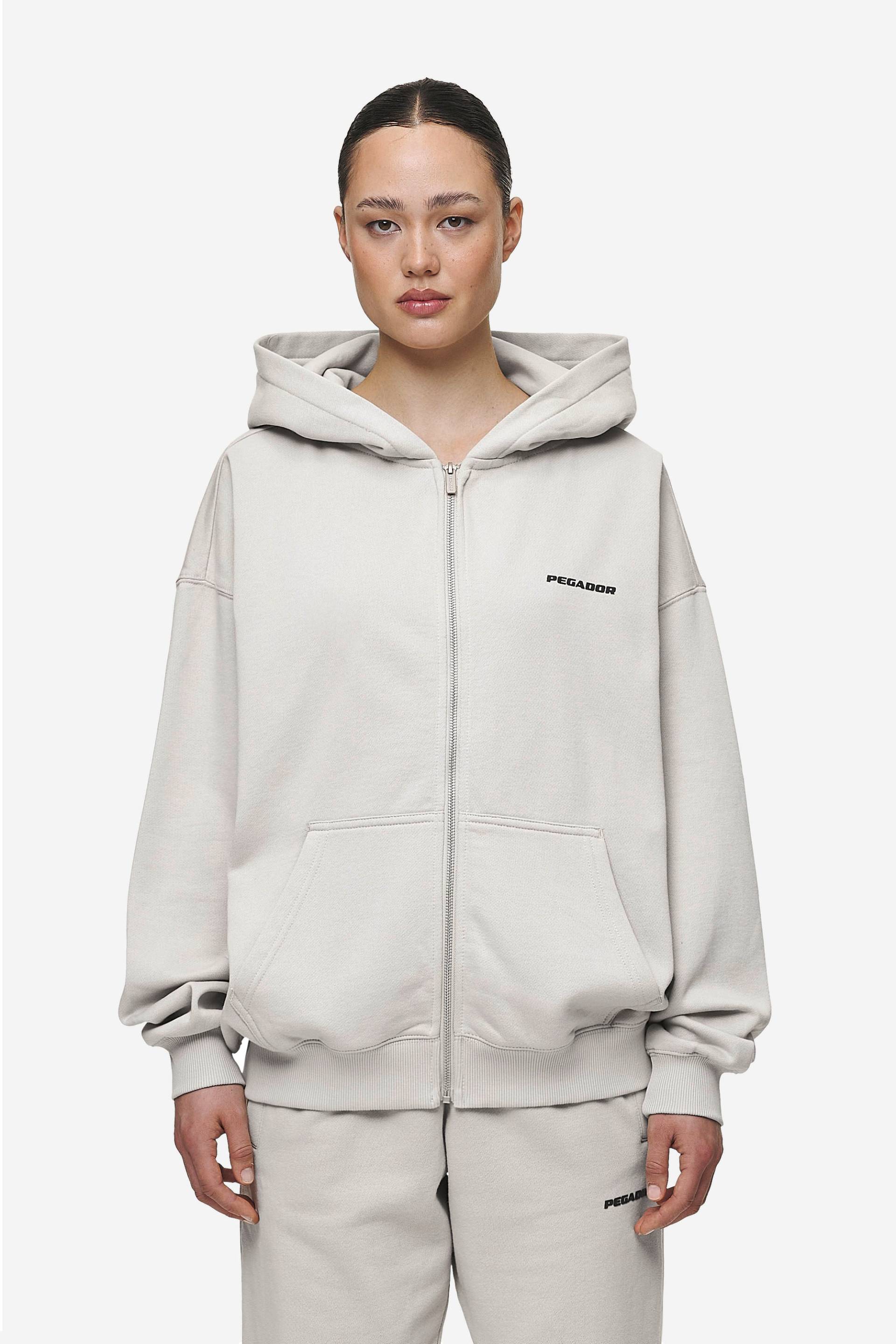 Clarita Oversized Sweat Jacket Washed Moon Grey Black Gum von PEGADOR®