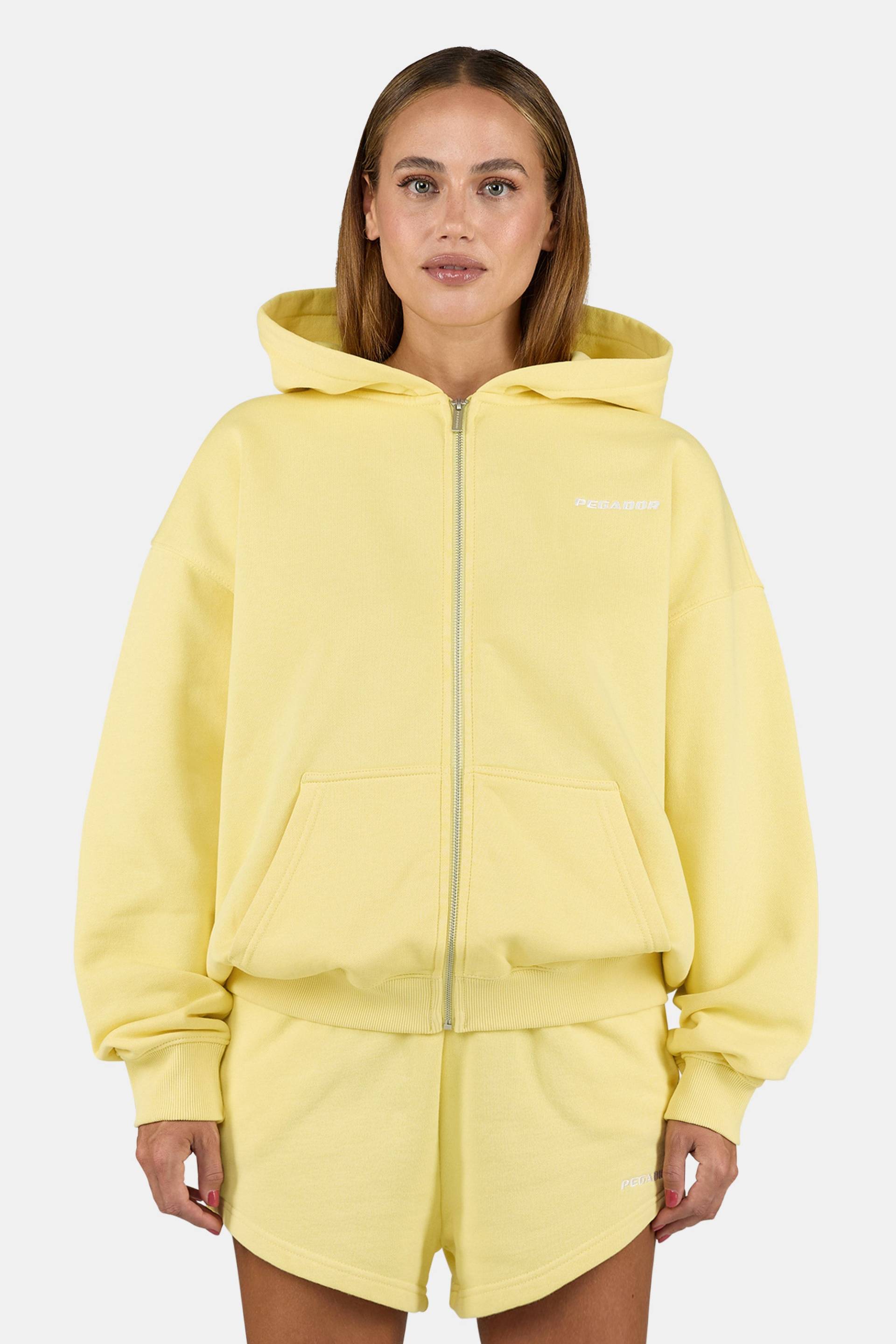 Clarita Oversized Sweat Jacket Washed Soft Yellow White von PEGADOR®