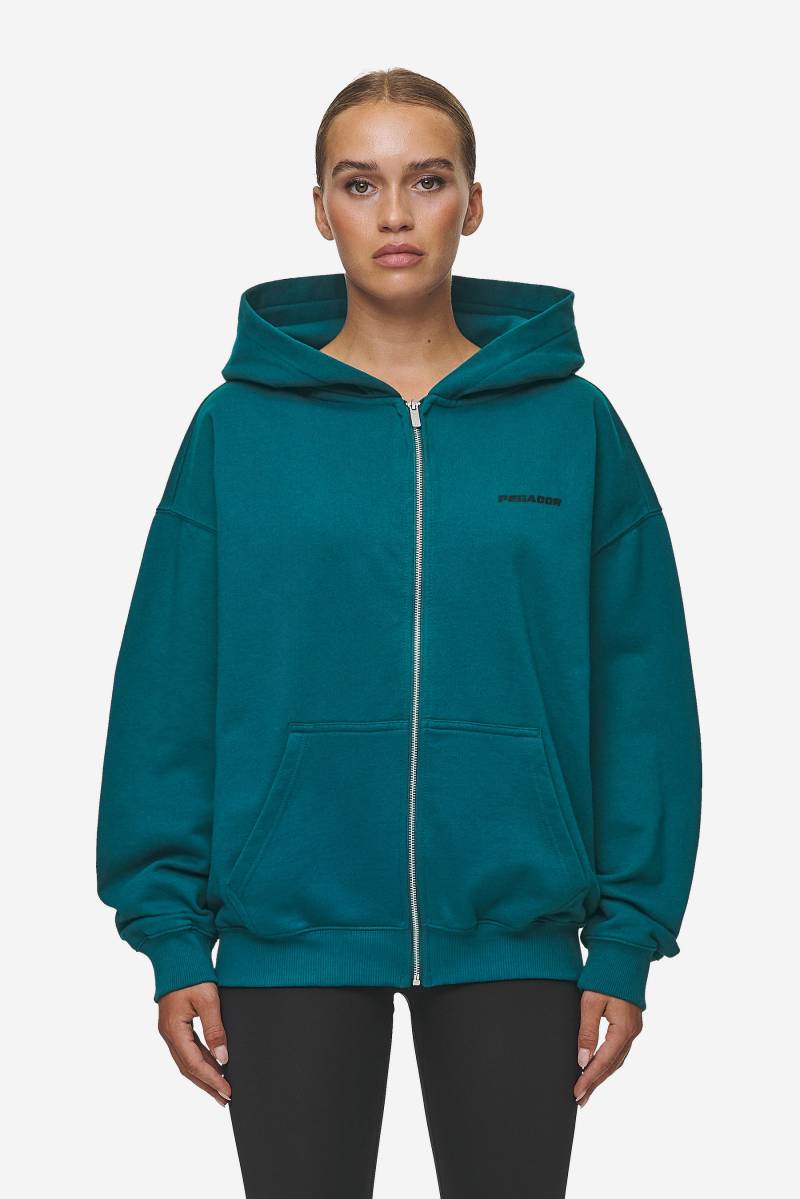 Clarita Oversized Sweat Jacket Washed Urban Turquoise Black Gum von PEGADOR®
