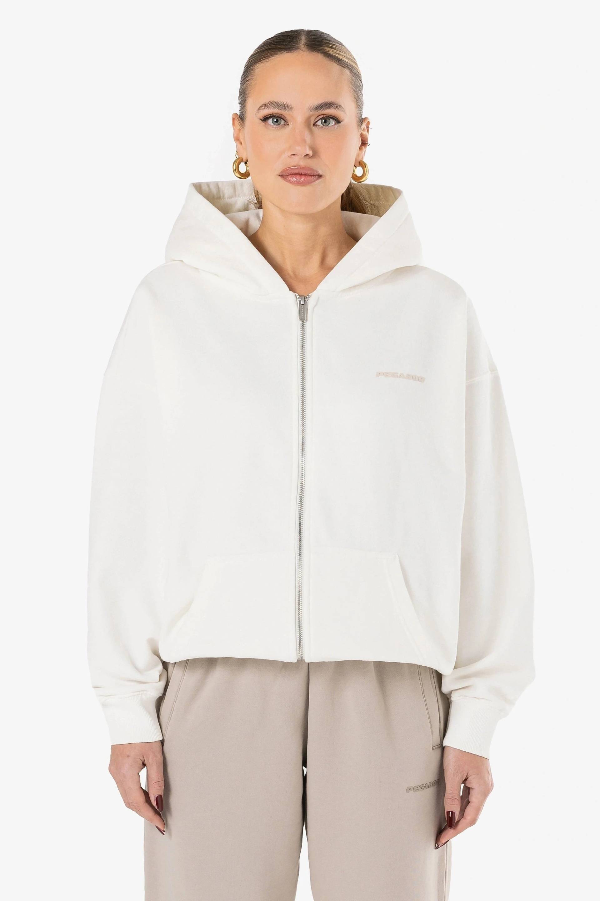 Clarita Oversized Sweat Jacket Washed Warm White Gum von PEGADOR®