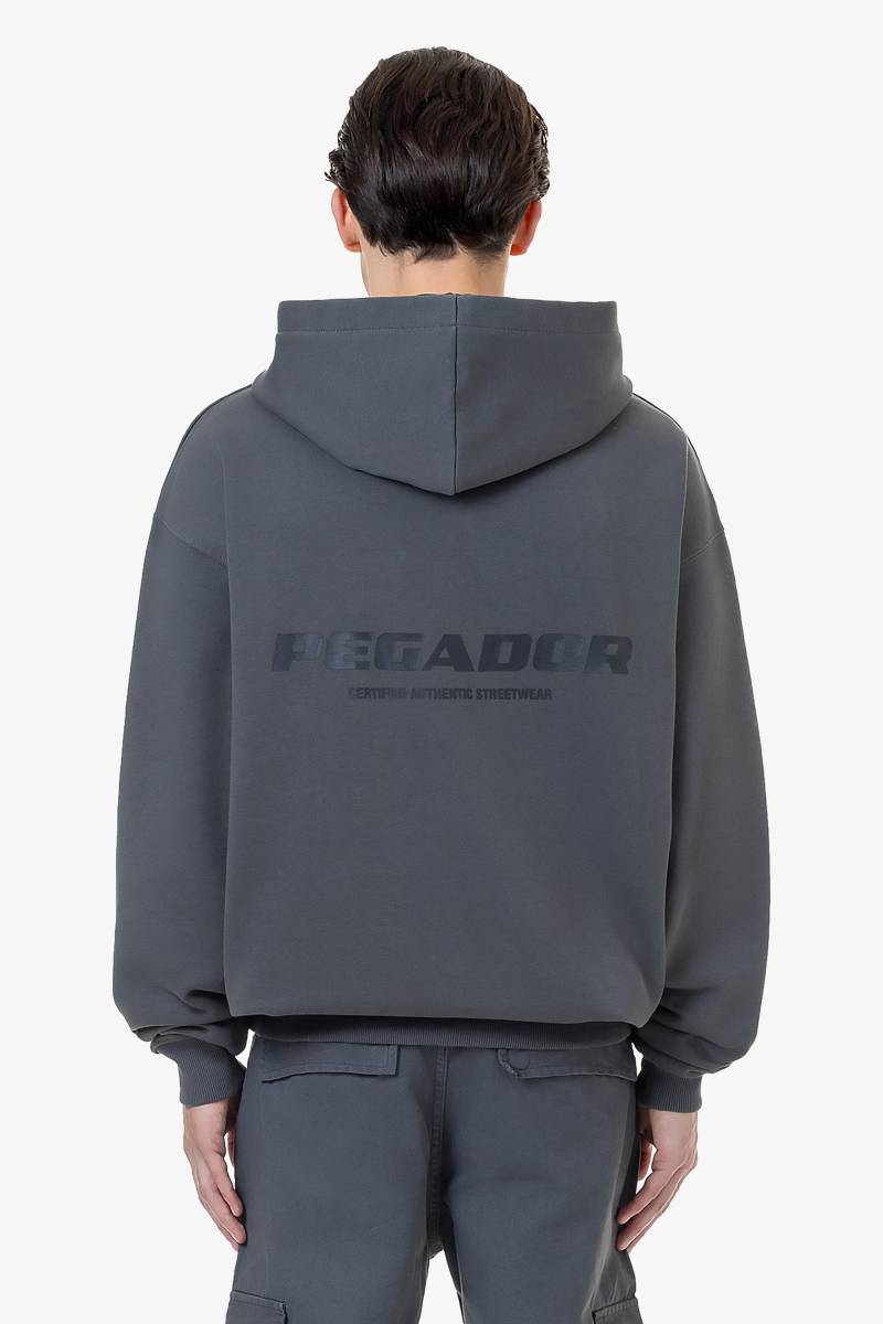 Colne Logo Oversized Hoodie Washed Anthracite Black von PEGADOR®