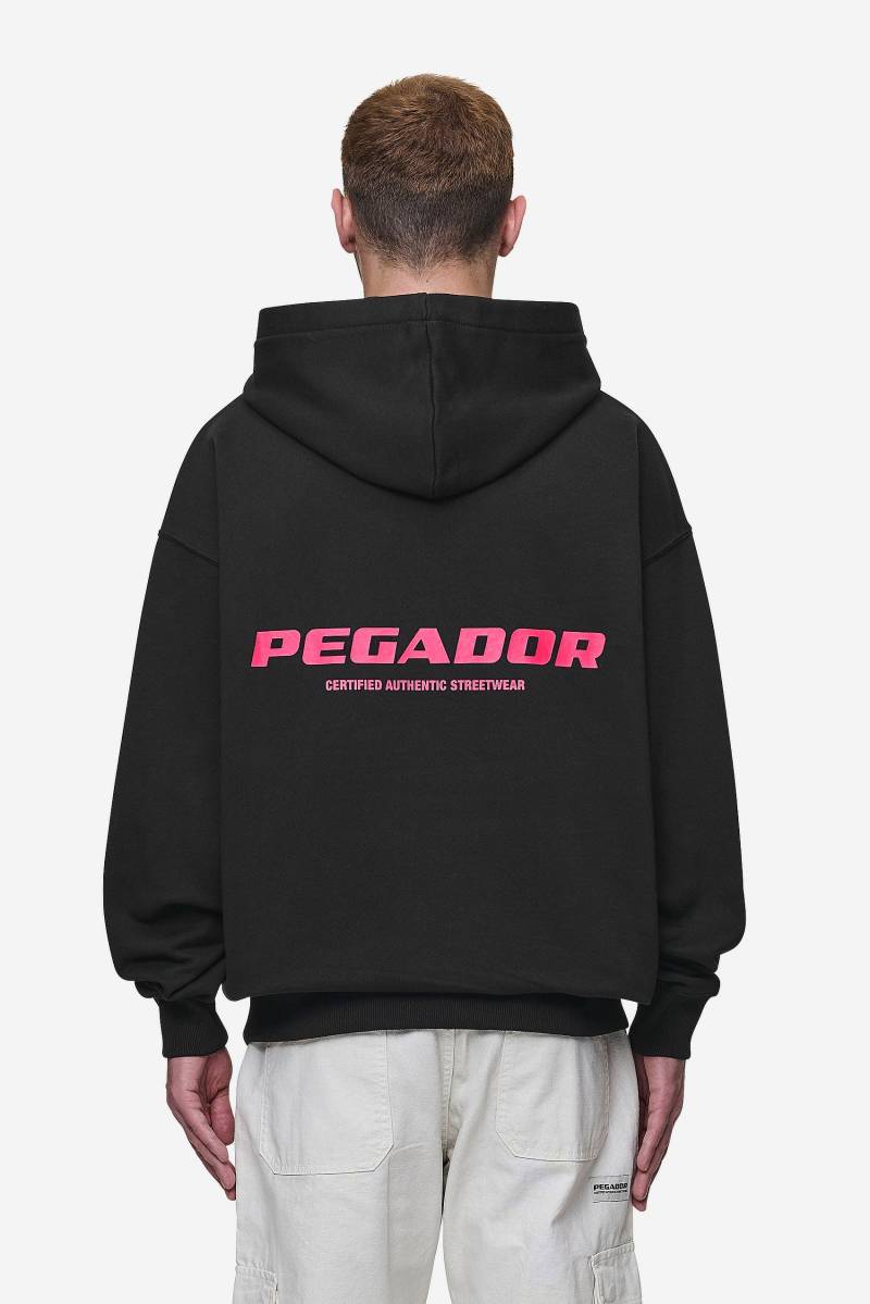 Colne Logo Oversized Hoodie Washed Black Virtual Pink von PEGADOR®