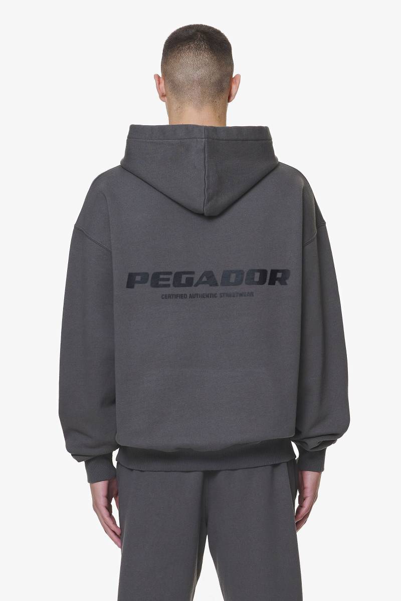 Colne Logo Oversized Hoodie Washed Volcano Grey von PEGADOR®