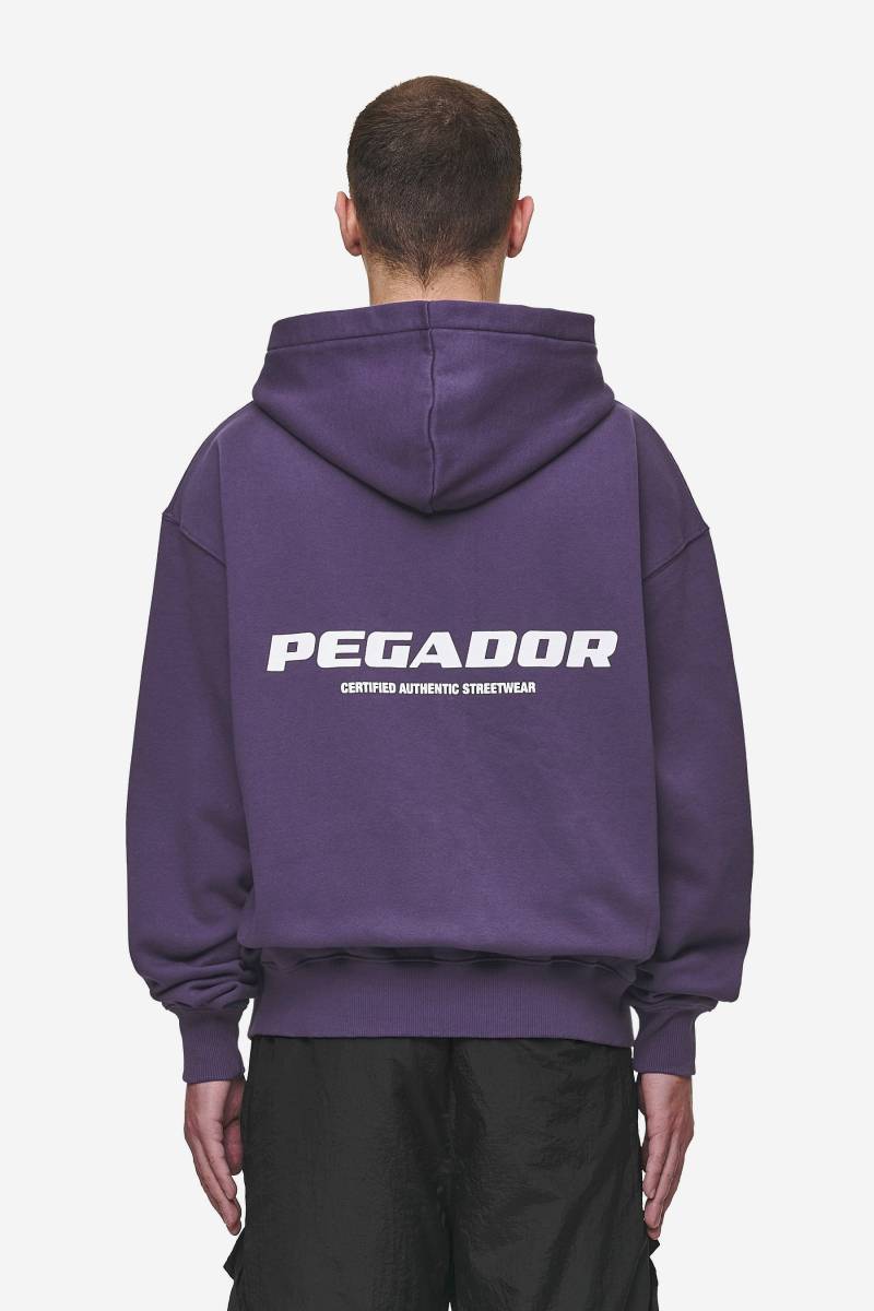 Colne Logo Oversized Sweat Jacket Washed Deep Purple White von PEGADOR®