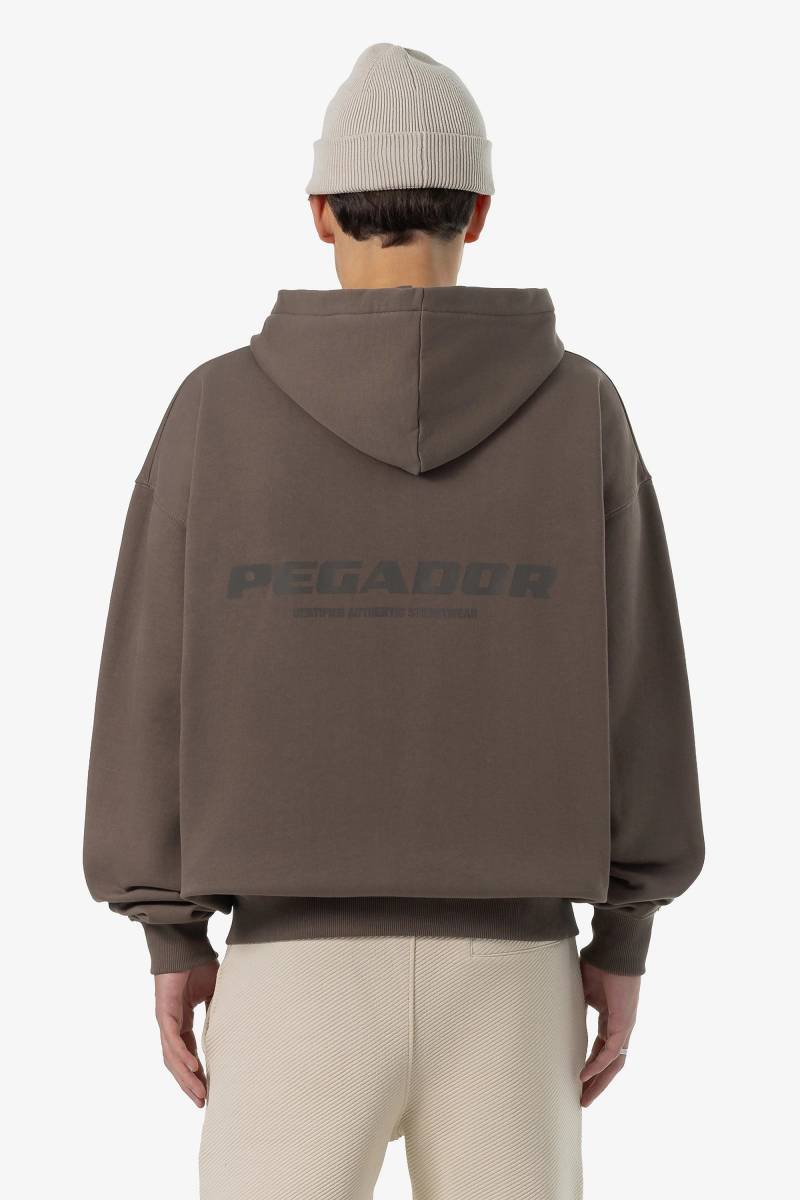 Colne Logo Oversized Sweat Jacket Washed Dust Brown von PEGADOR®