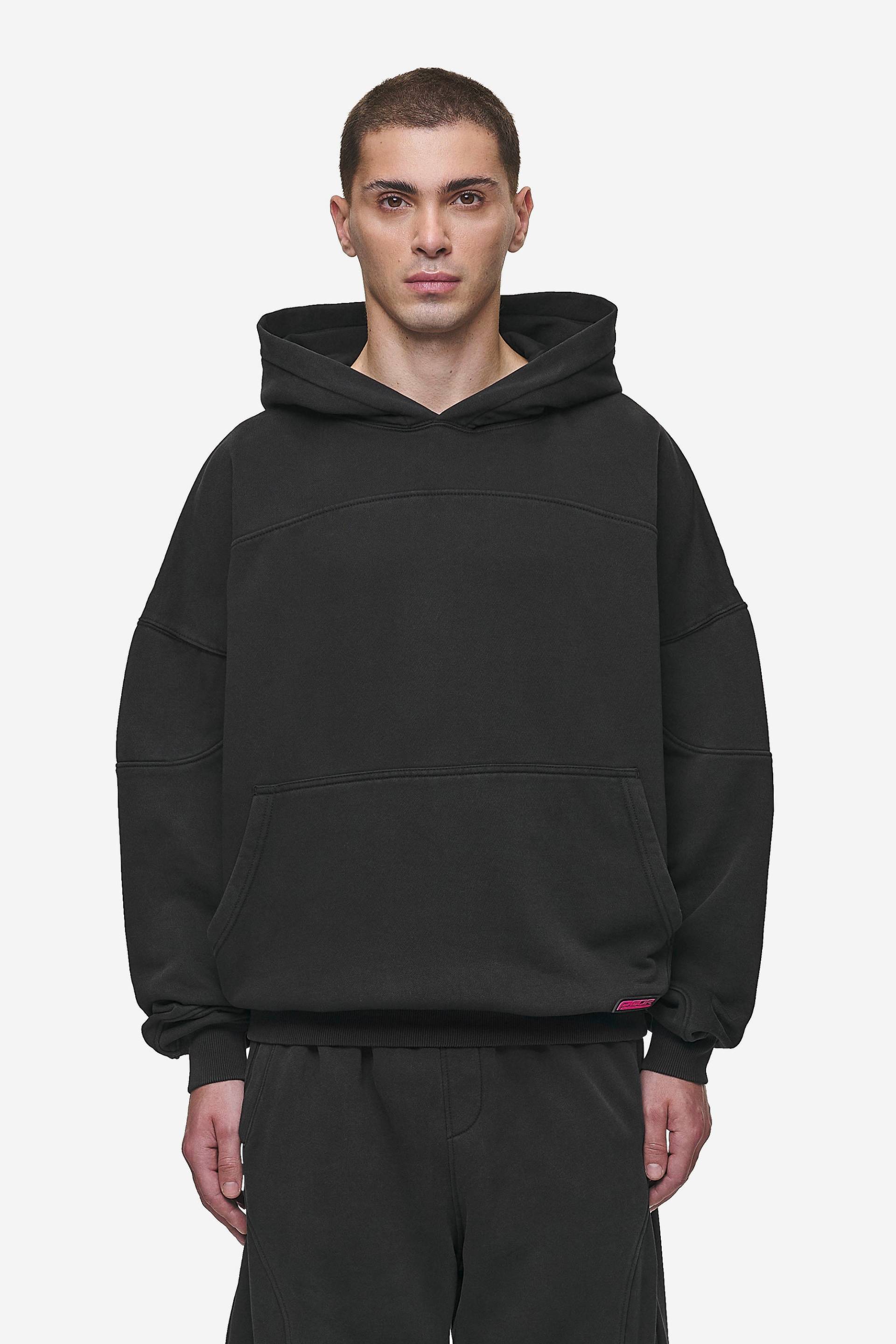 Conven Boxy Hoodie Vintage Black von PEGADOR®