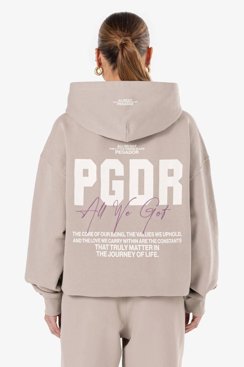 Crissy Oversized Hoodie Washed Dark Stone von PEGADOR®