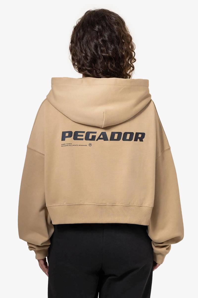 Culla Logo Cropped Zip Hoodie Vintage Washed Espresso Black von PEGADOR®
