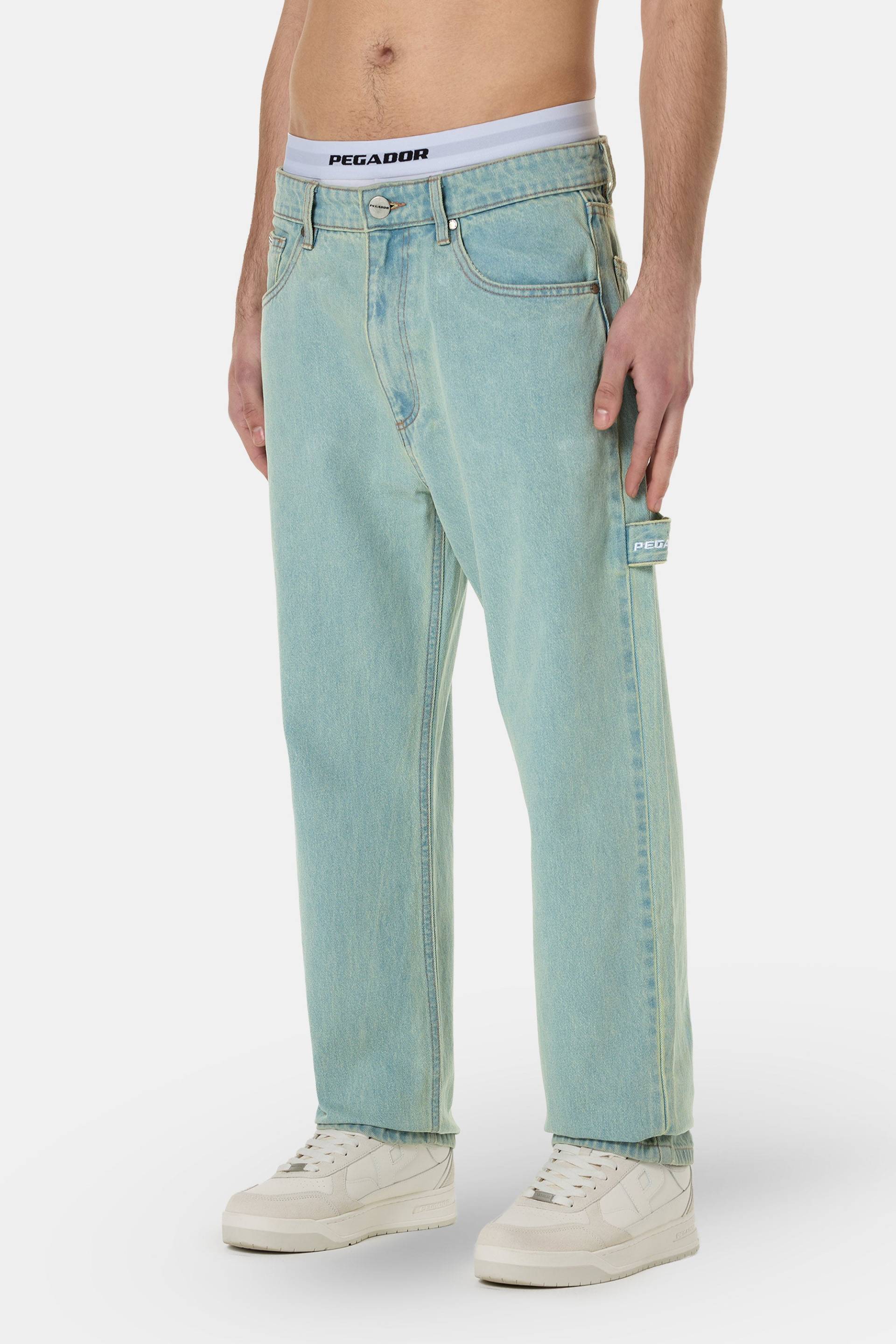 Daule Baggy Workwear Jeans Sand Washed Blue von PEGADOR®