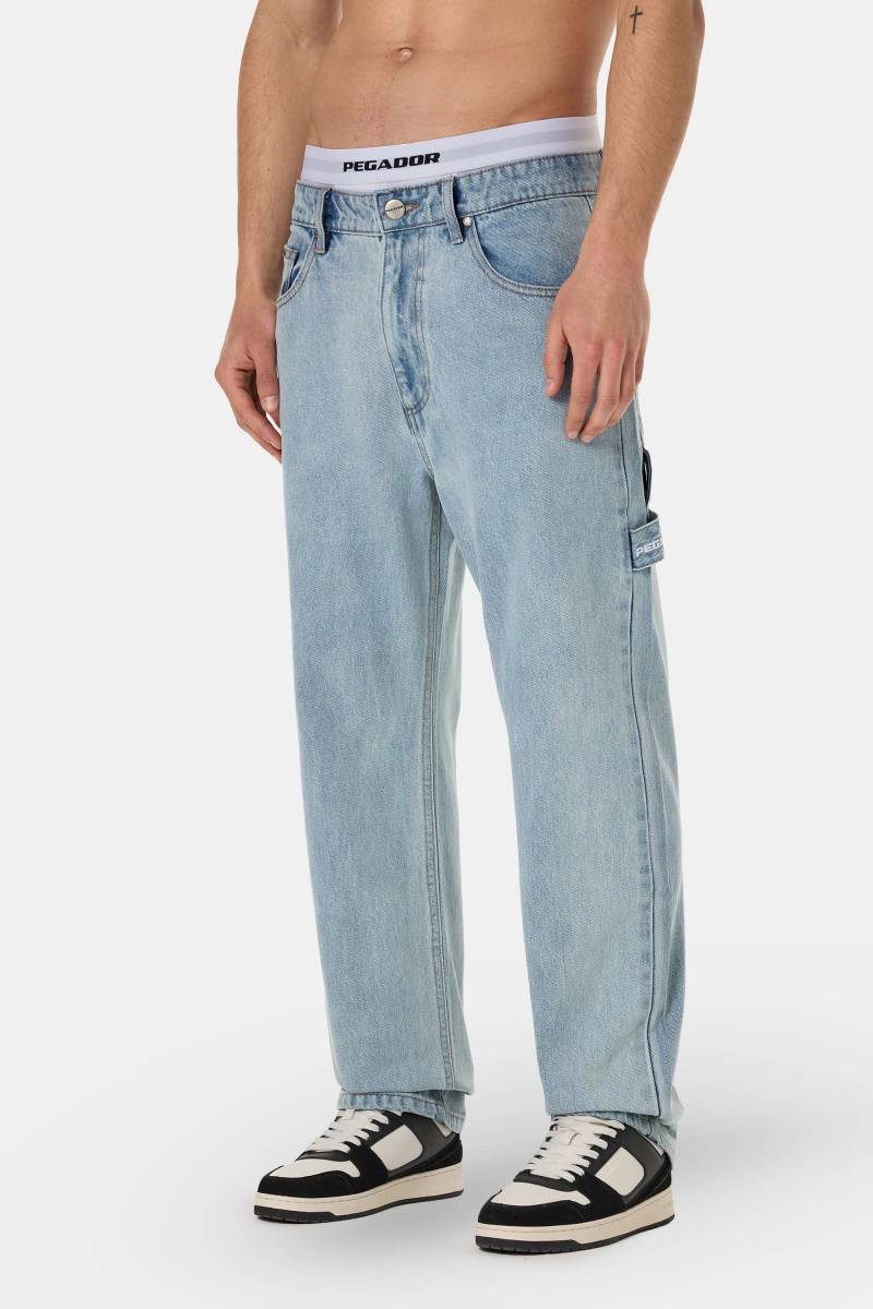 Daule Baggy Workwear Jeans Washed Light Blue von PEGADOR®