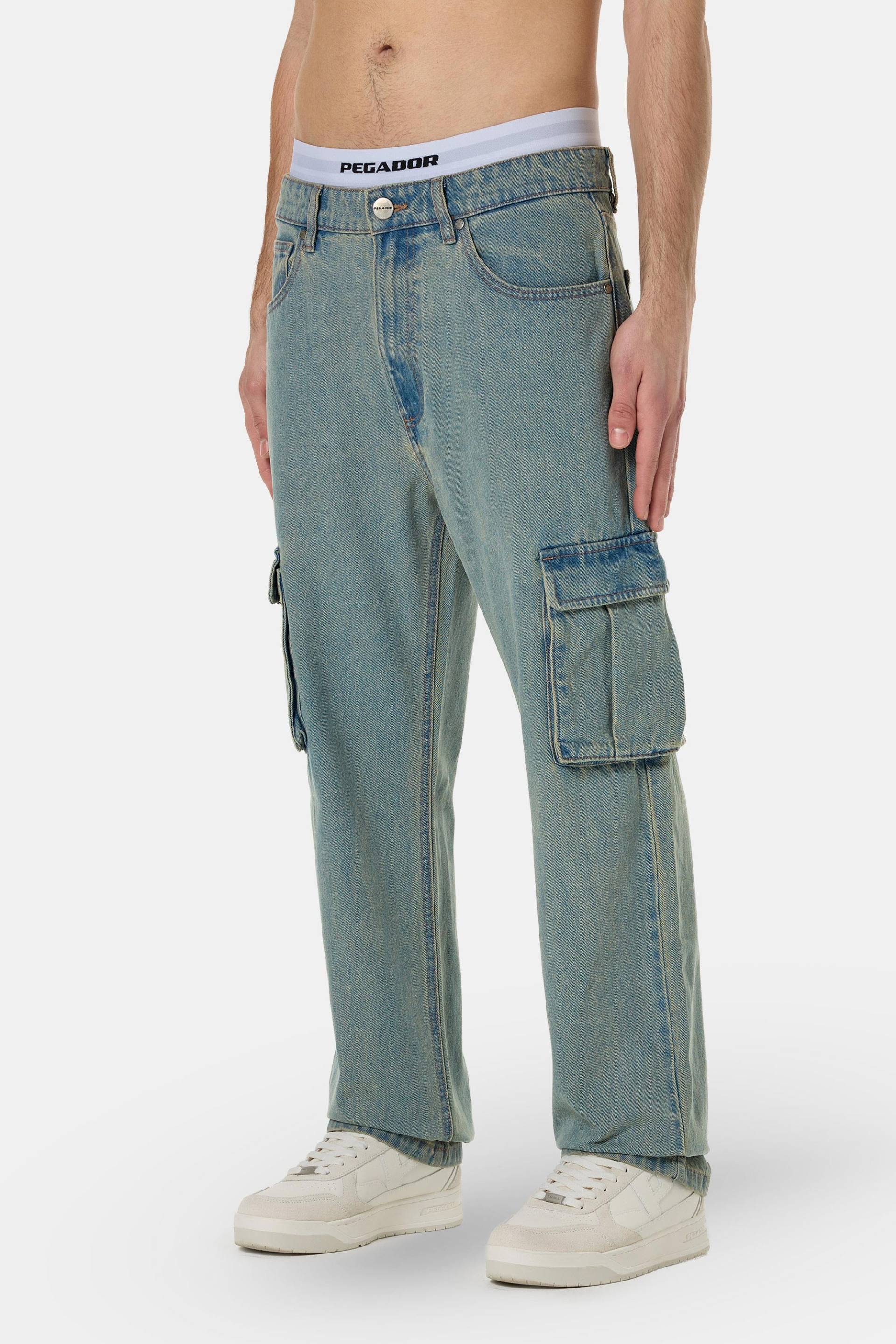 Dawes Cargo Baggy Jeans Washed Vintage Blue von PEGADOR®