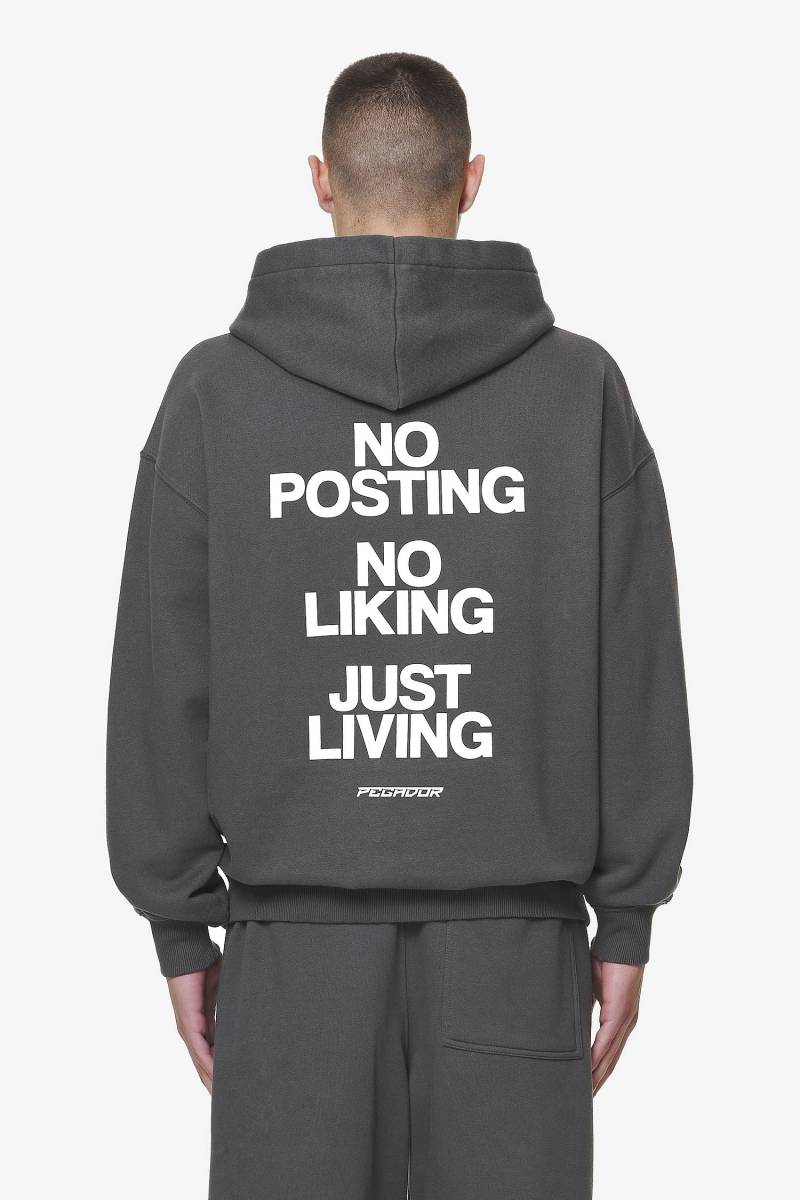 Devon Oversized Hoodie Washed Volcano Grey von PEGADOR®