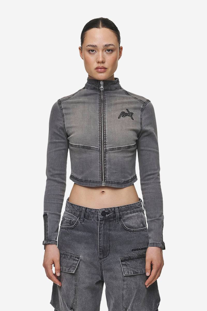 Elly Denim Biker Jacket Washed Deep Grey von PEGADOR®