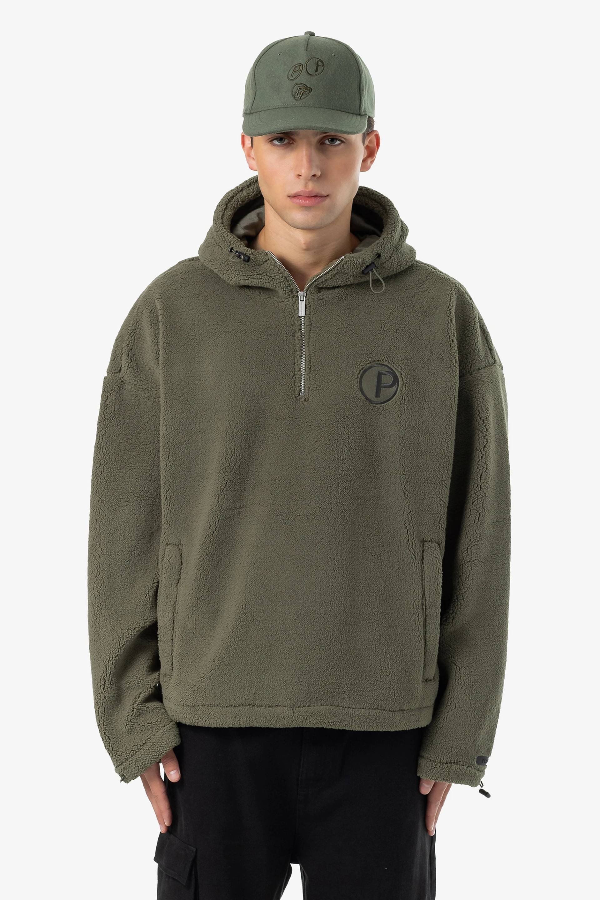 Fall Teddy Halfzip Hoodie Faded Olive von PEGADOR®