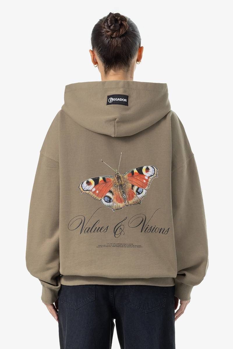 Fia Oversized Hoodie Washed Desert Taupe von PEGADOR®