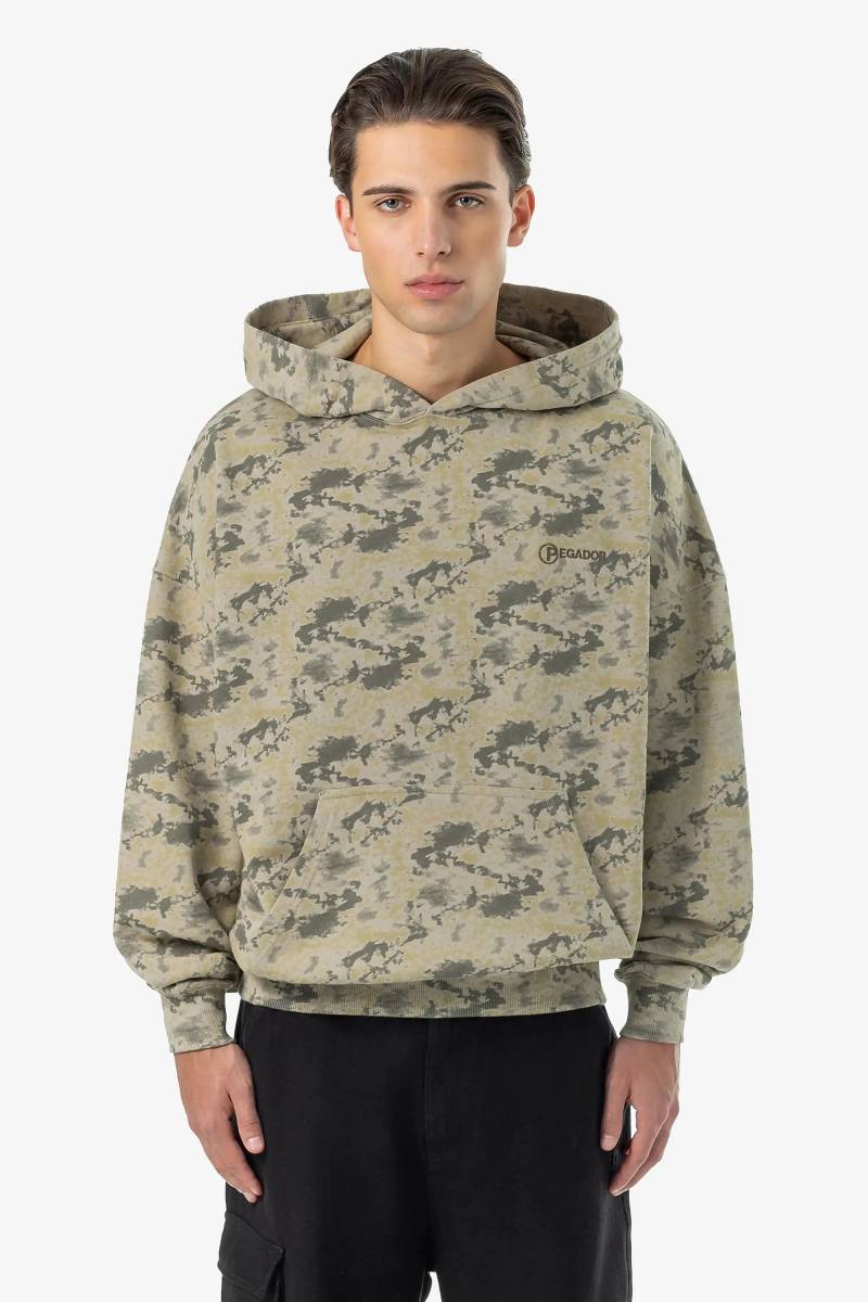 Floar Boxy Hoodie Washed Mud Camouflage von PEGADOR®