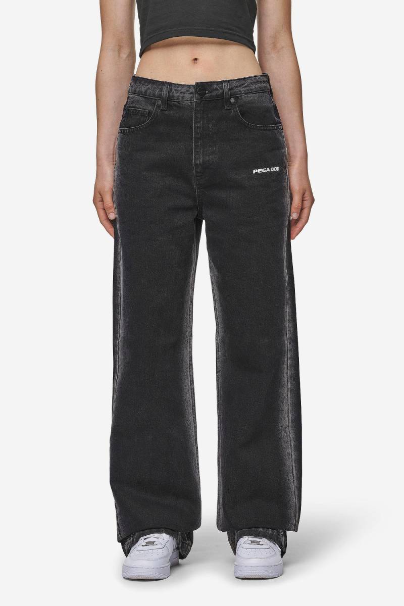 Gina Sprayed Wide Leg Jeans Washed Black White von PEGADOR®