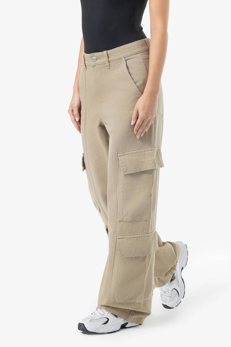 Isa Baggy Cargo Jeans Washed Desert Taupe von PEGADOR®