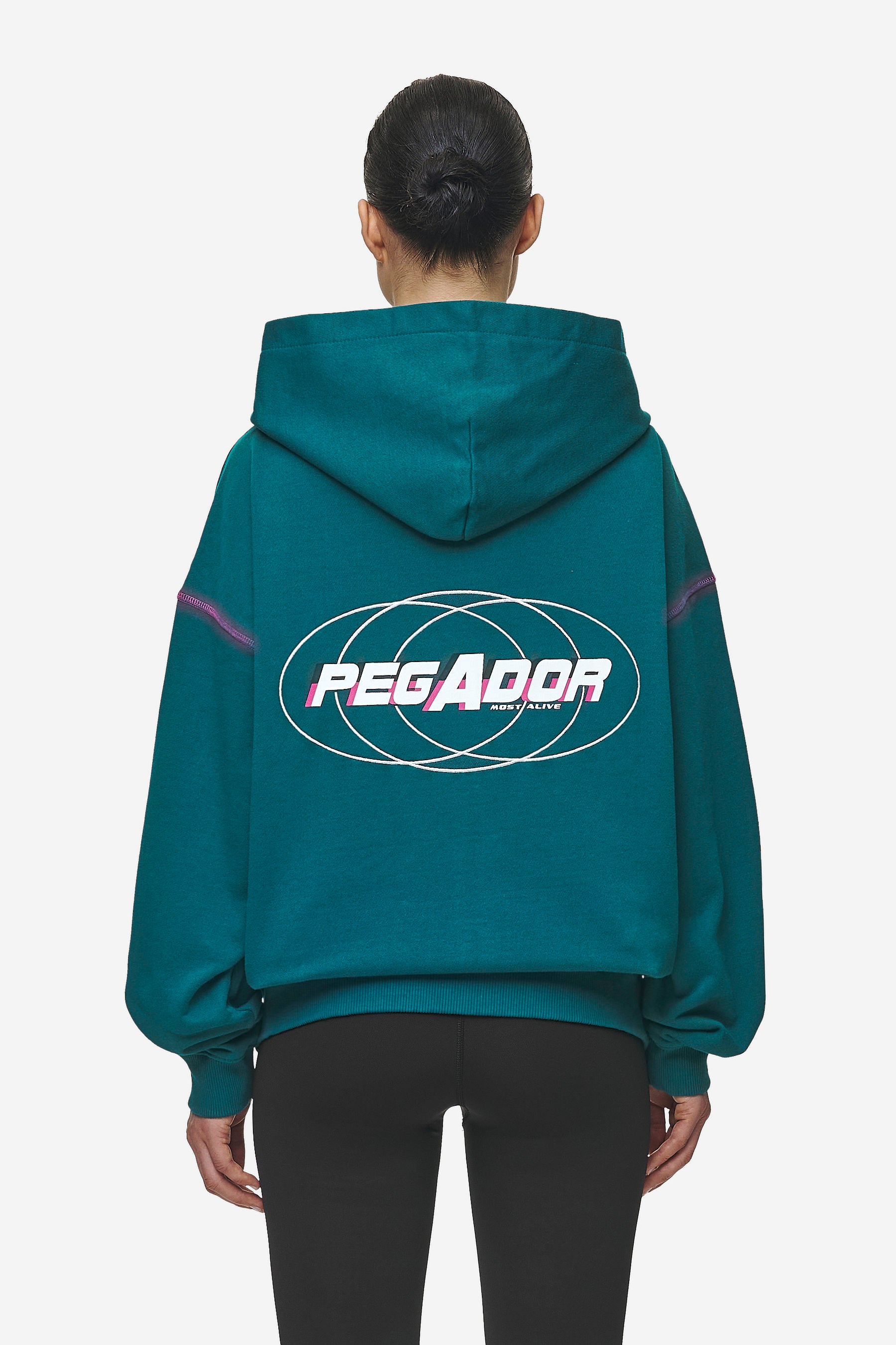 Jenna Oversized Sweat Jacket Washed Urban Turquoise von PEGADOR®