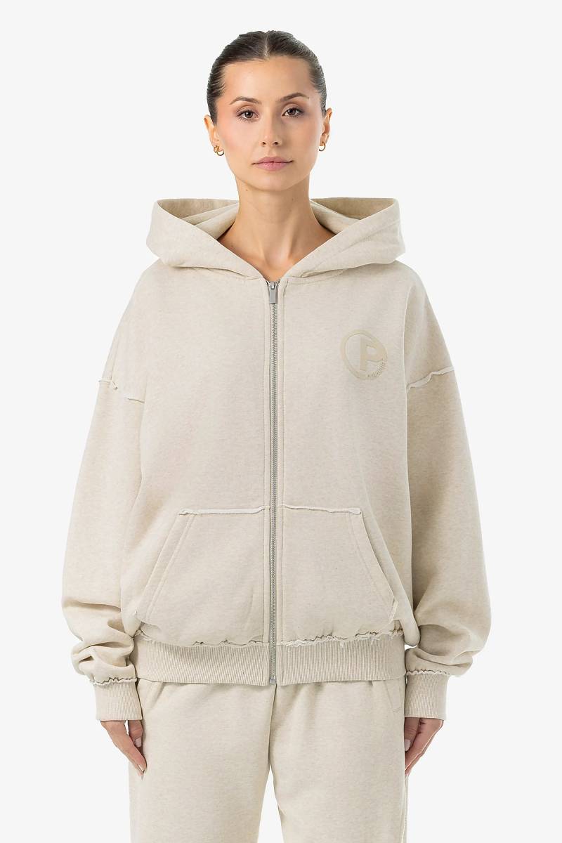 Johanna Oversized Sweat Jacket Light Beige Melange von PEGADOR®
