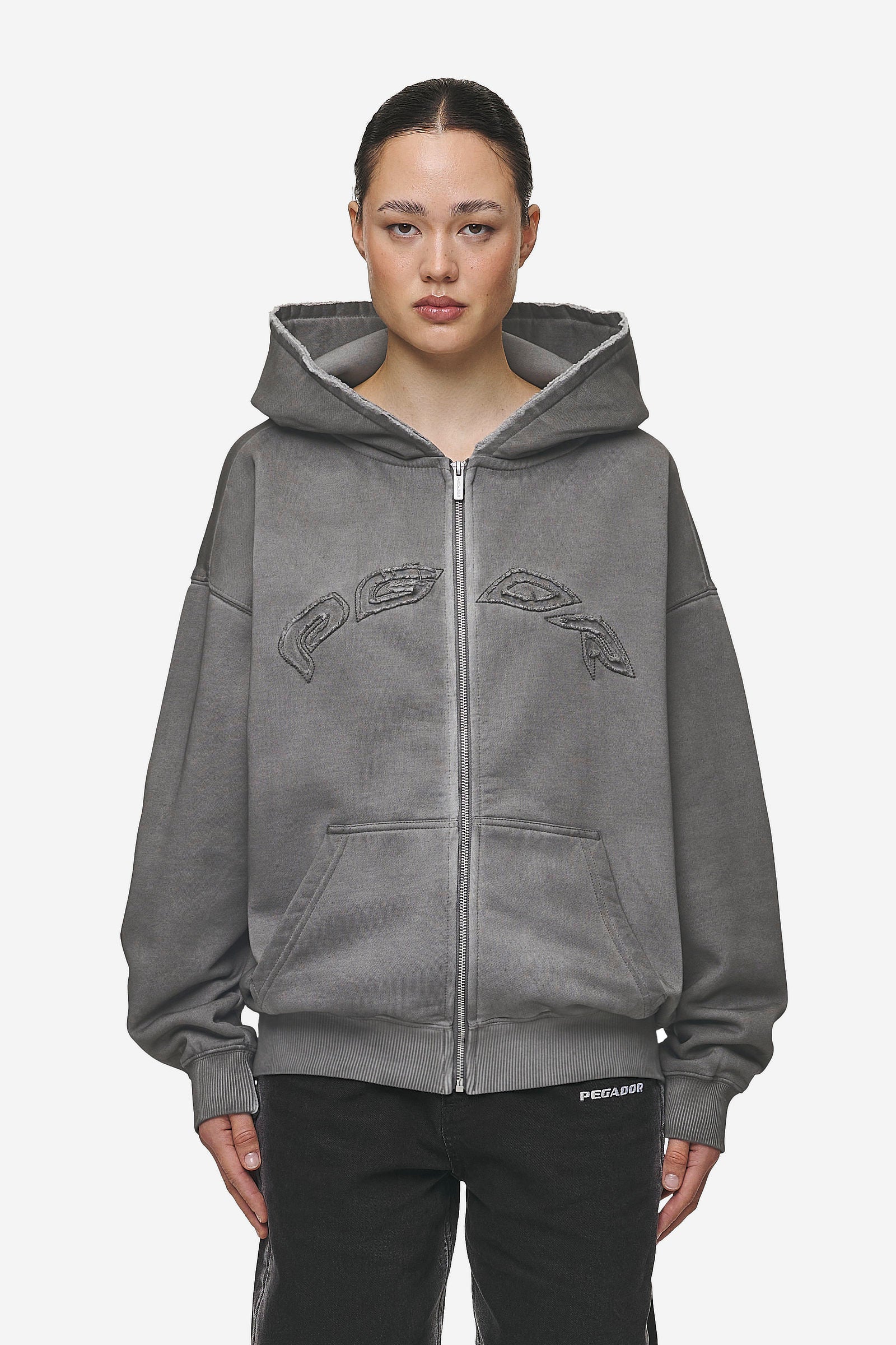 Julia Oversized Sweat Jacket Oil Dyed Deep Grey von PEGADOR®