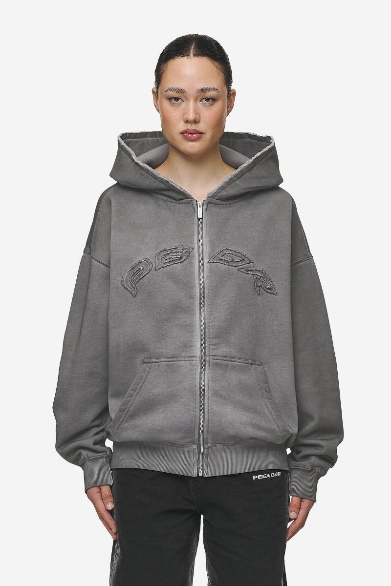 Julia Oversized Sweat Jacket Oil Dyed Deep Grey von PEGADOR®