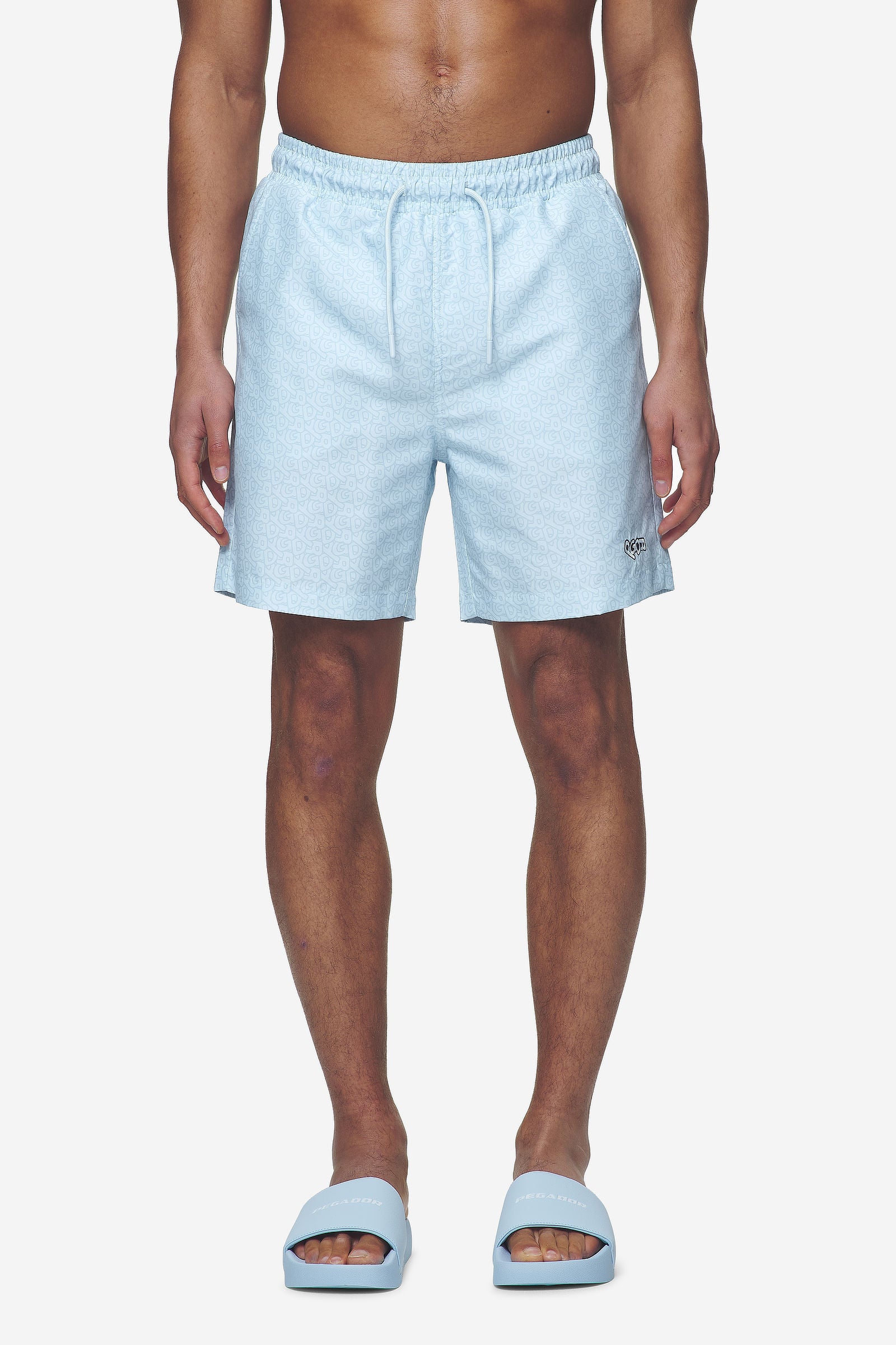 Kempton Monogram Swim Shorts Baby Blue von PEGADOR®