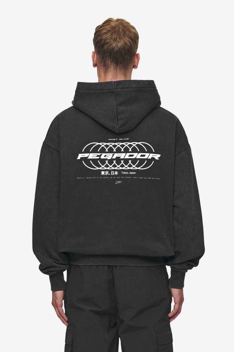 Lance Oversized Hoodie Vintage Black von PEGADOR®