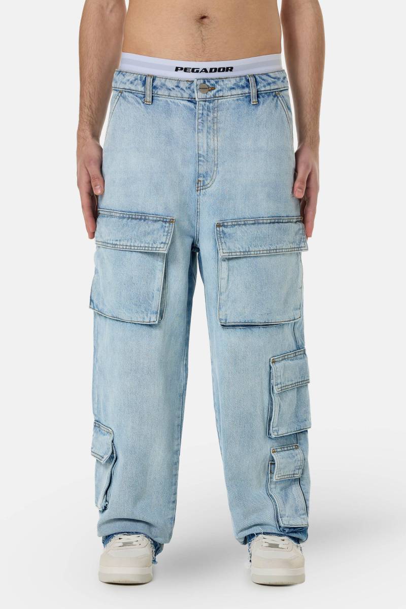 Lark Loose Cargo Jeans Washed Bright Blue von PEGADOR®