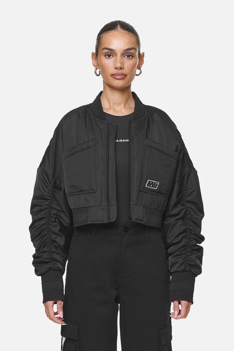 Laura Cropped Ruffed Oversized Jacket Black von PEGADOR®