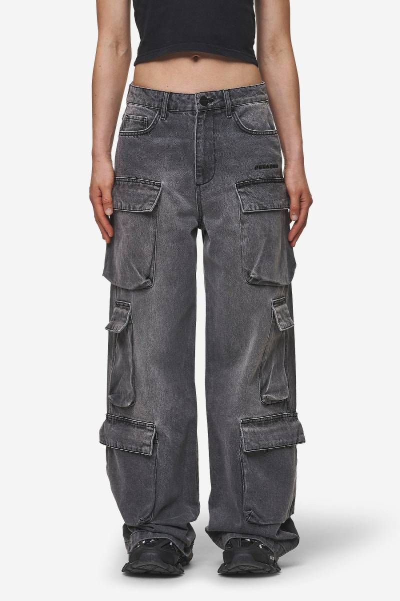 Leli High Waist Cargo Jeans Washed Deep Grey von PEGADOR®