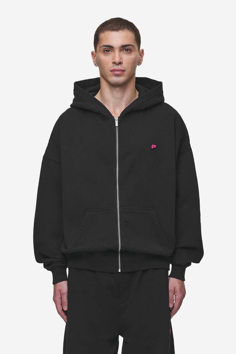 Leono Boxy Sweat Jacket Washed Black Virtual Pink Gum von PEGADOR®