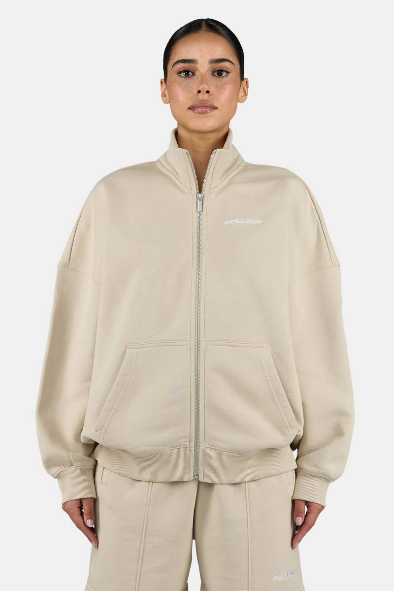 Lilea Sweat Track Jacket Washed Light Beige White von PEGADOR®
