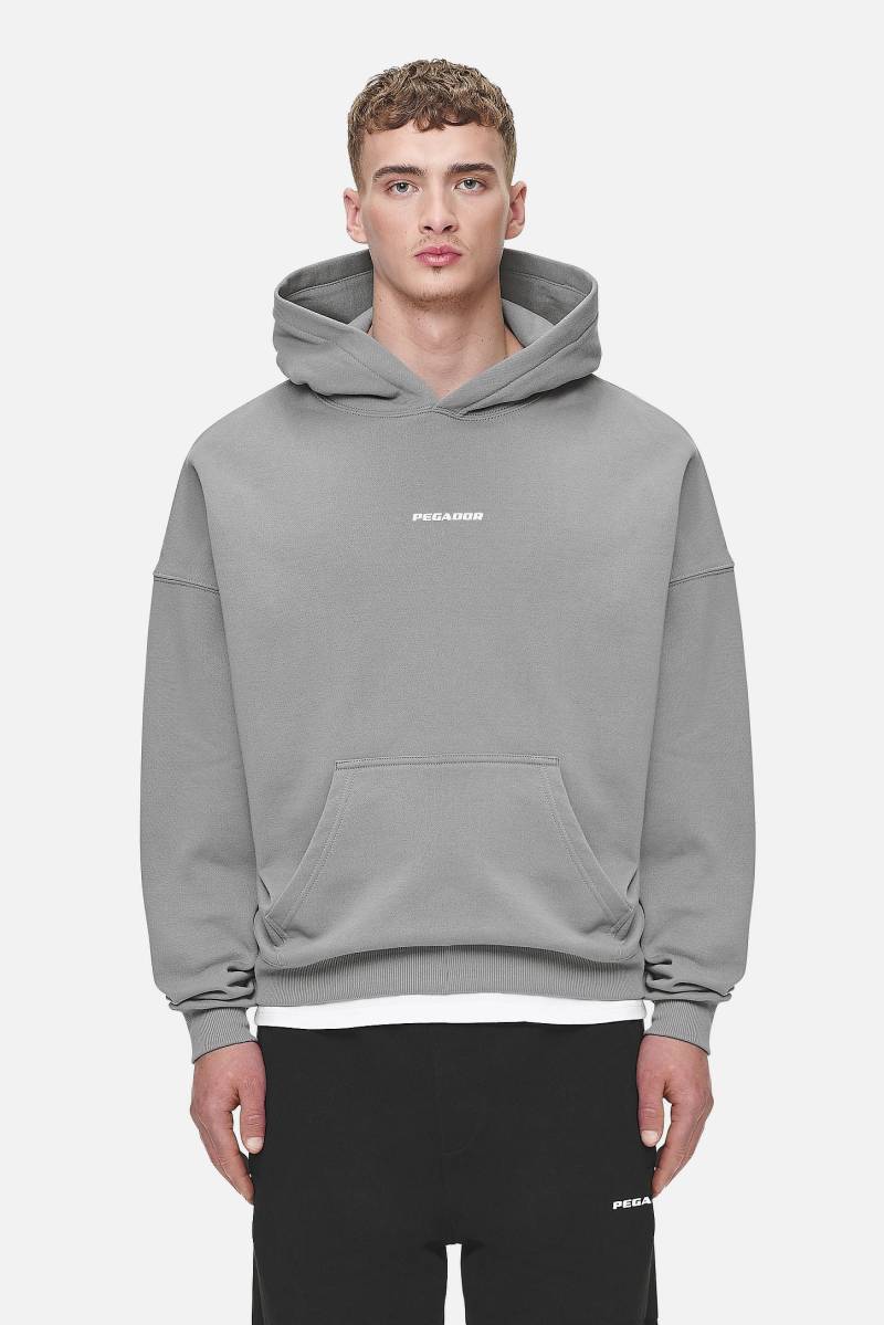 Logo Boxy Hoodie Washed Cool Grey White Gum von PEGADOR®