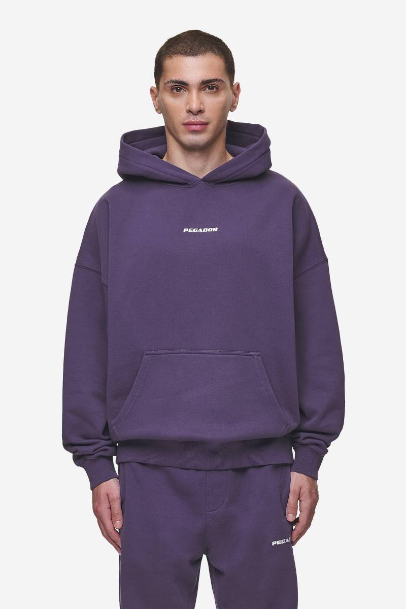Logo Boxy Hoodie Washed Deep Purple von PEGADOR®