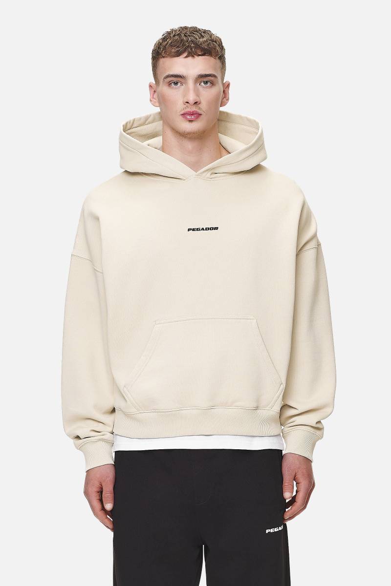 Logo Boxy Hoodie Washed Desert Sand Black Gum von PEGADOR®