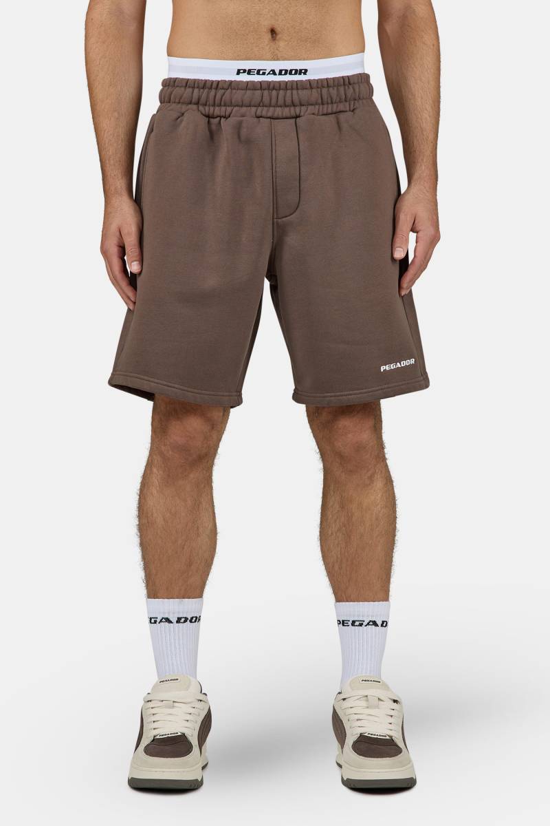 Logo Heavy Sweat Shorts Washed Cozy Brown White von PEGADOR®