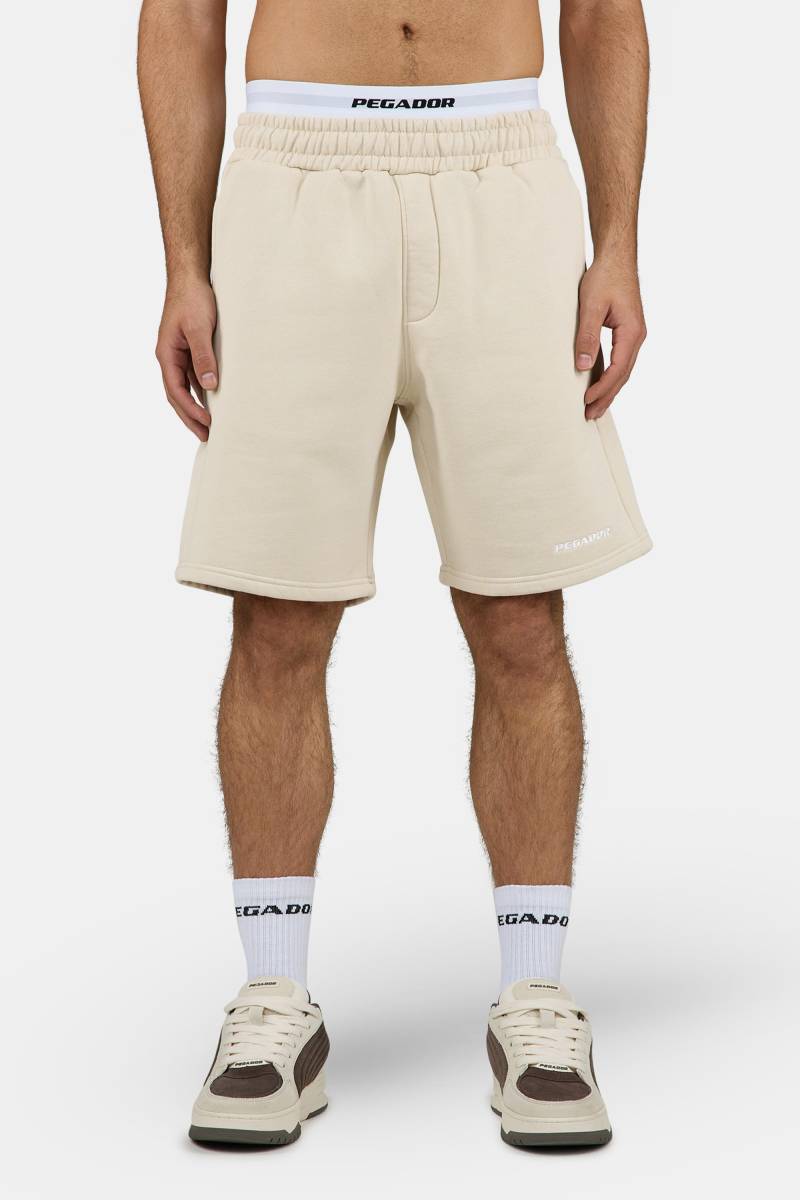 Logo Heavy Sweat Shorts Washed Light Beige White von PEGADOR®
