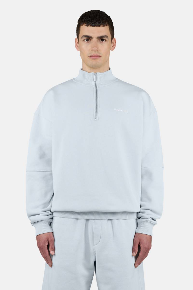 Logo Oversized Half Zip Sweater Washed Dream Blue White von PEGADOR®