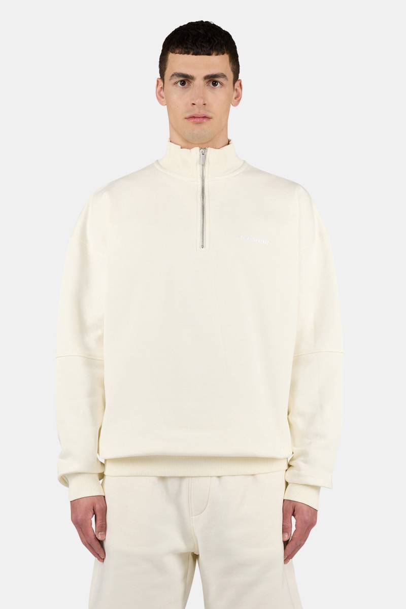 Logo Oversized Half Zip Sweater Washed Unbleached White von PEGADOR®