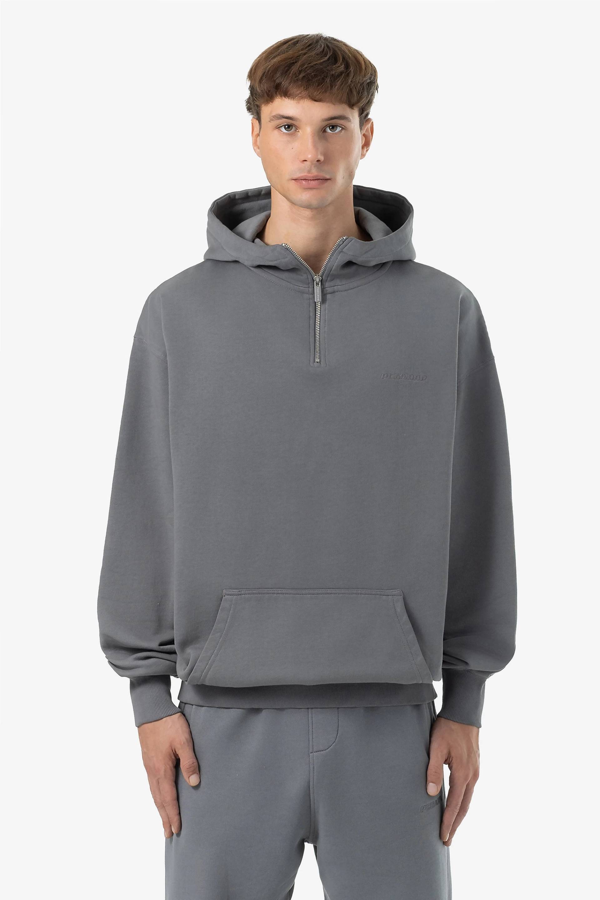 Logo Oversized Halfzip Hoodie Vintage Grey Grey von PEGADOR®